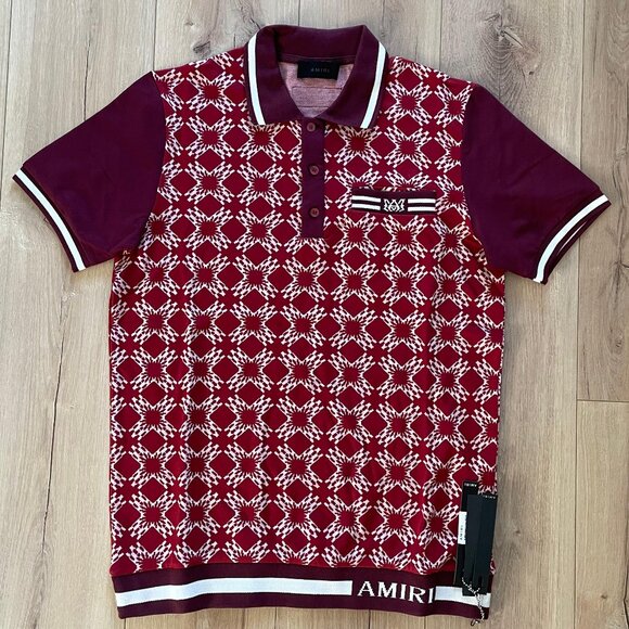 XL AMIRI MEN NEW CASUAL POLO SHIRT RED COLOR - Picture 1 of 10